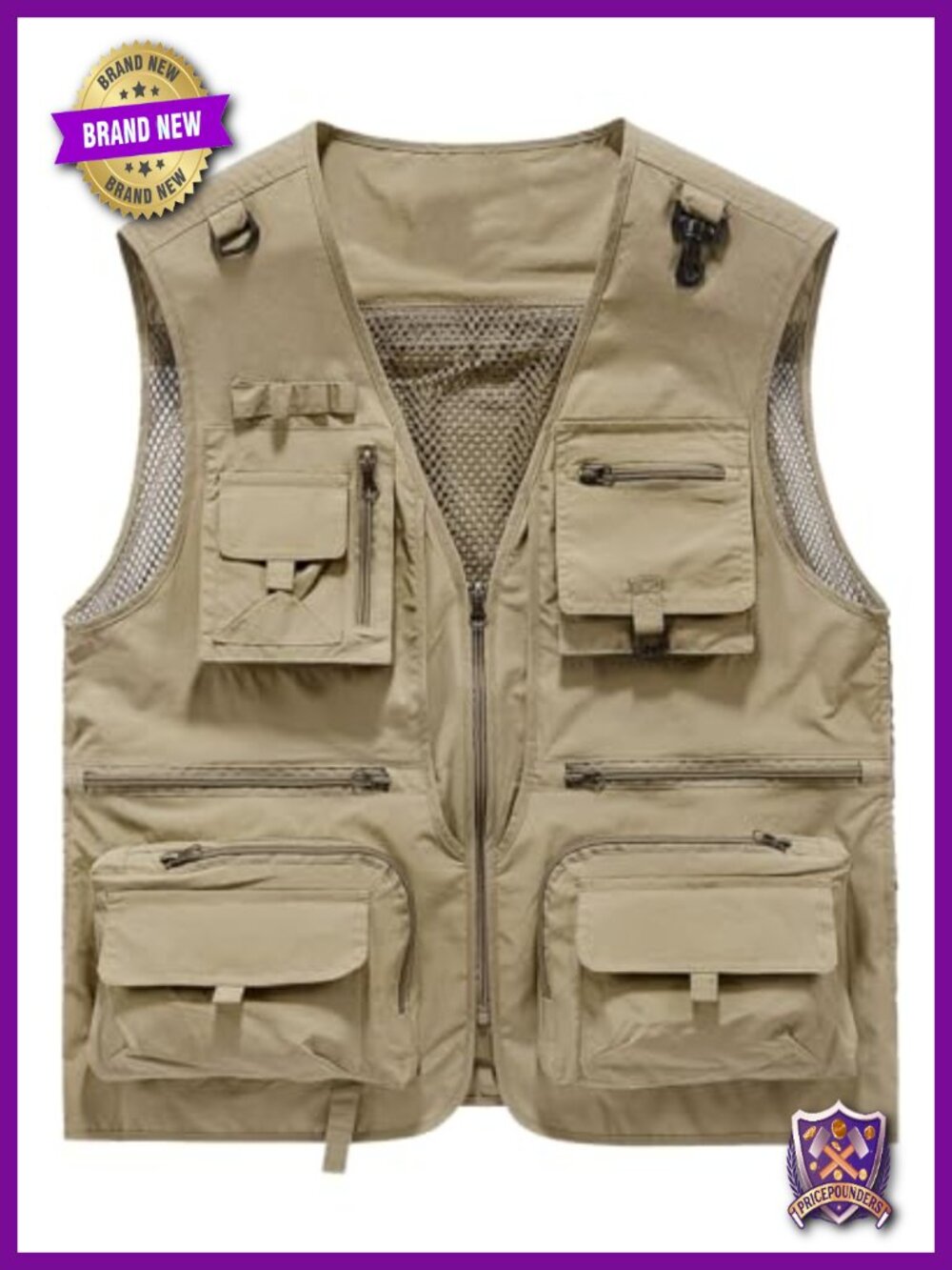 Quick Dry Nylon Cargo Fishing Work Vest Multiple Pockets Sleeveless